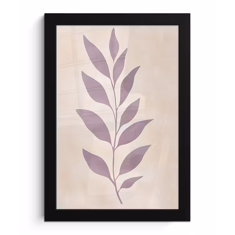 Tak - Bladeren - Minimalistisch - Beige fotolijst zwart zonder passe partout klein -3d