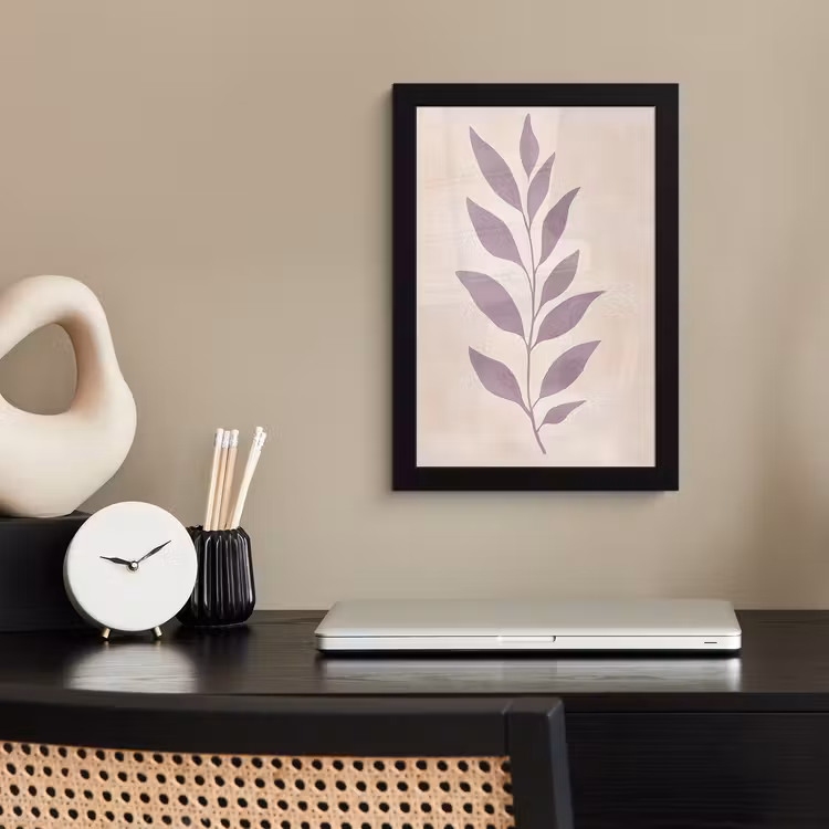Tak - Bladeren - Minimalistisch - Beige fotolijst zwart zonder passe partout klein -sfeer1