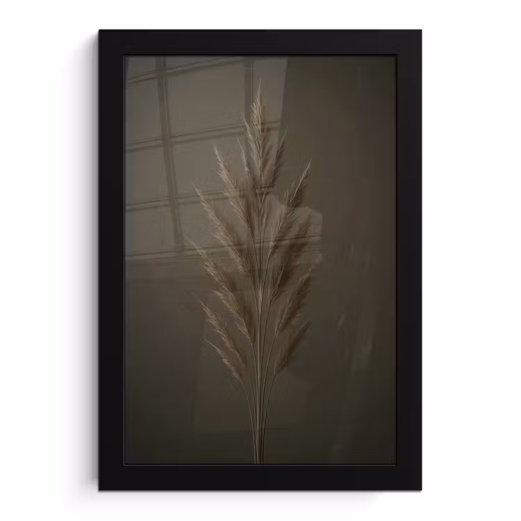 Tak - Pluimgras - Donkerbruin fotolijst zwart zonder passe partout klein -3d