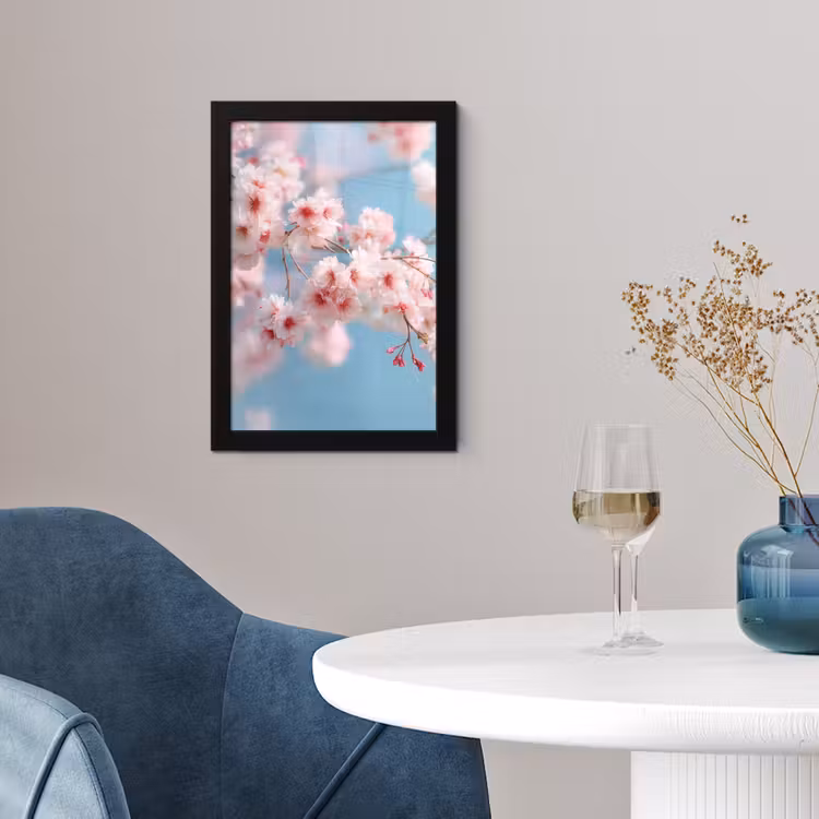 Takken - Bloesems - Roze fotolijst zwart zonder passe partout klein -sfeer4
