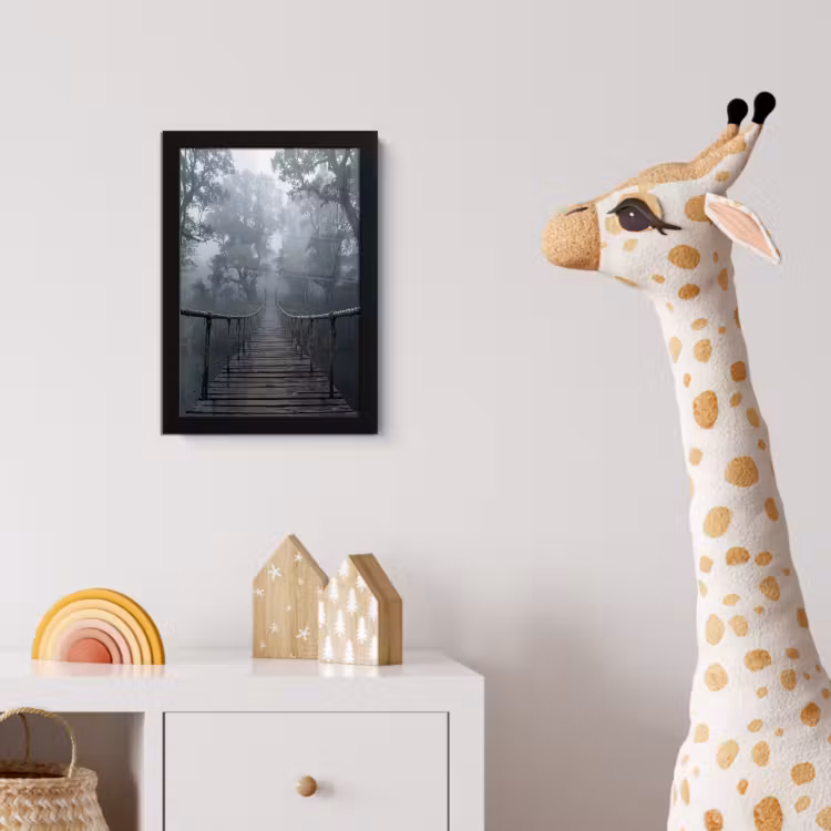 Brug - Jungle - Mist - Natuur fotolijst zwart zonder passe partout klein -usfeer4_kinderkamer
