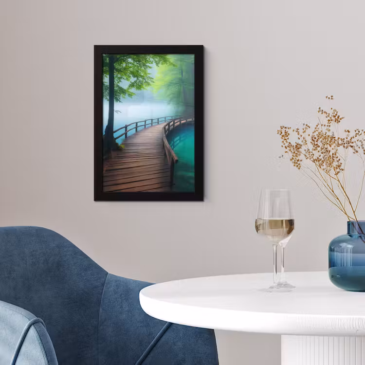 Brug - Water - Rivier - Bos fotolijst zwart zonder passe partout klein -sfeer4