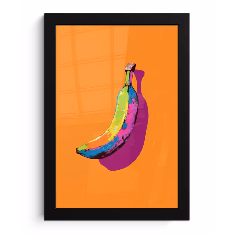 Felle kleuren - Banaan - popart fotolijst zwart zonder passe partout klein -3d