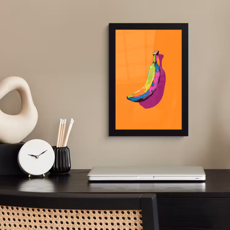 Felle kleuren - Banaan - popart fotolijst zwart zonder passe partout klein -sfeer1
