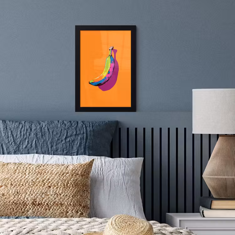 Felle kleuren - Banaan - popart fotolijst zwart zonder passe partout klein -sfeer3