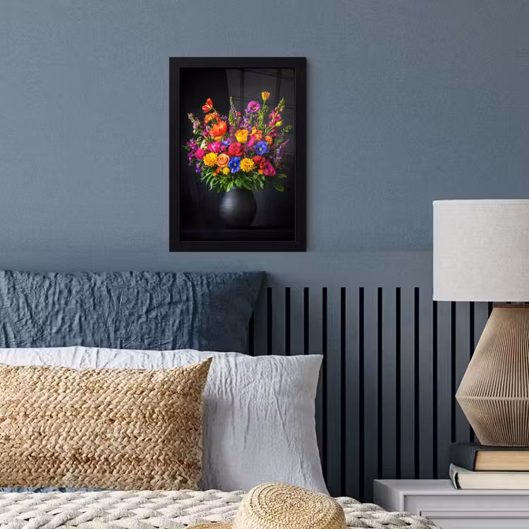 Felgekleurd - Bloemen - Vaas fotolijst zwart zonder passe partout klein -sfeer3