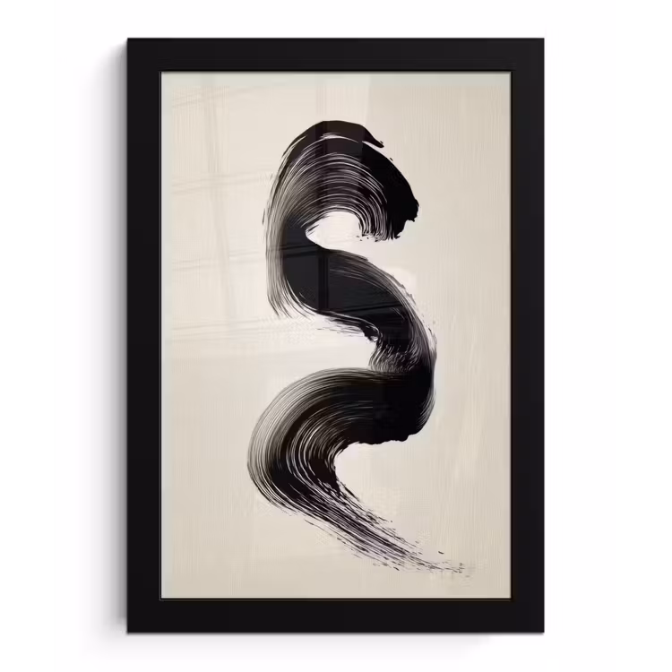 Penseelstreek - Zwart - Minimalistisch fotolijst zwart zonder passe partout klein -3d