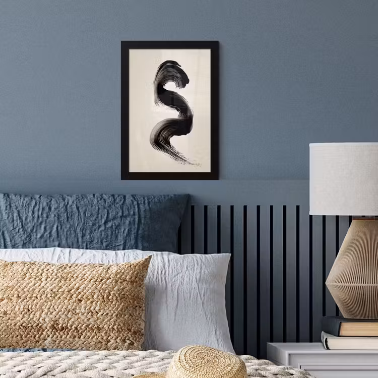 Penseelstreek - Zwart - Minimalistisch fotolijst zwart zonder passe partout klein -sfeer3