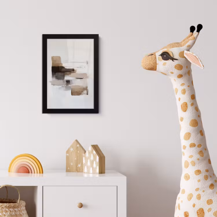Penseelstreken - Balans - Beige - Bruin fotolijst zwart zonder passe partout klein -usfeer4_kinderkamer