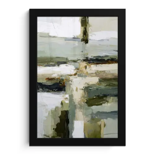 Penseelstreken - Groen - Abstract - Japandi fotolijst zwart zonder passe partout klein -3d