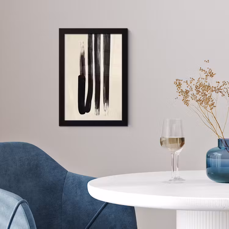 Penseelstreken - Verticaal - Zwart fotolijst zwart zonder passe partout klein -sfeer4