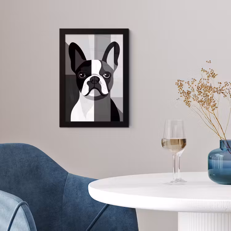 Buldog - Zwart - Abstract - Vlakken fotolijst zwart zonder passe partout klein -sfeer4