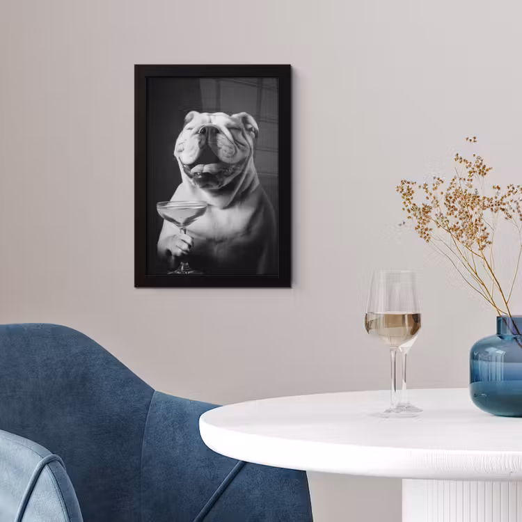 Buldog - Hond - Glas fotolijst zwart zonder passe partout klein -sfeer4