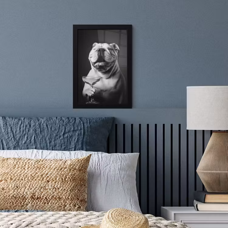 Buldog - Hond - Glas fotolijst zwart zonder passe partout klein -sfeer3