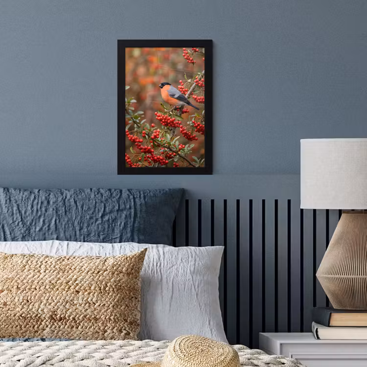 Goudvink - Bessen - Herfst - Natuur - Kleurrijk fotolijst zwart zonder passe partout klein -sfeer3