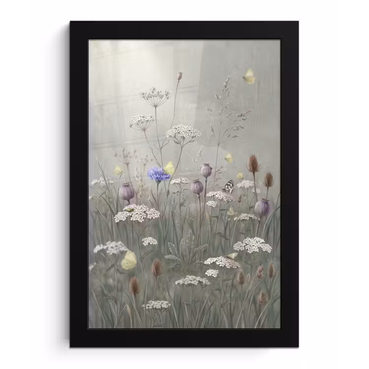 Vlinders - Wildbloemen - Illustratie - Kleurrijk fotolijst zwart zonder passe partout klein -3d