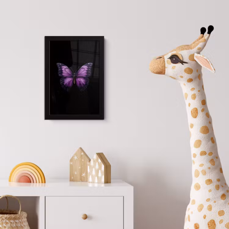Vlinder - Paars - Levendig fotolijst zwart zonder passe partout klein -usfeer4_kinderkamer