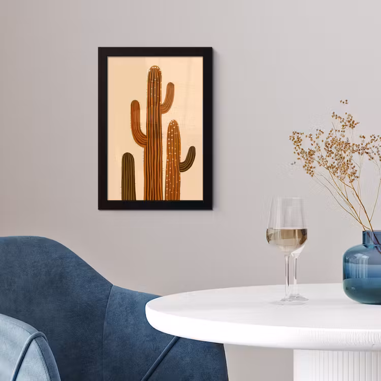 Cactus - Woestijn - Zand - Bruin fotolijst zwart zonder passe partout klein -sfeer4