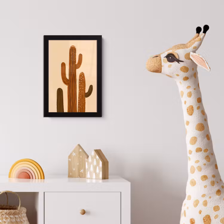 Cactus - Woestijn - Zand - Bruin fotolijst zwart zonder passe partout klein -usfeer4_kinderkamer