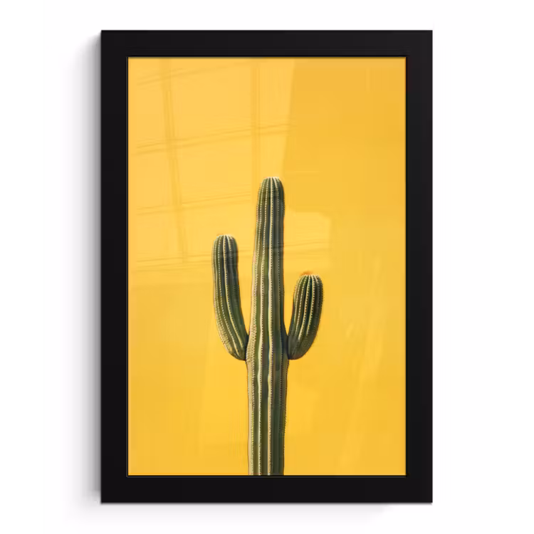 Cactus - Groen - Minimalistisch fotolijst zwart zonder passe partout klein -3d