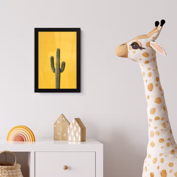 Cactus - Groen - Minimalistisch fotolijst zwart zonder passe partout klein -usfeer4_kinderkamer