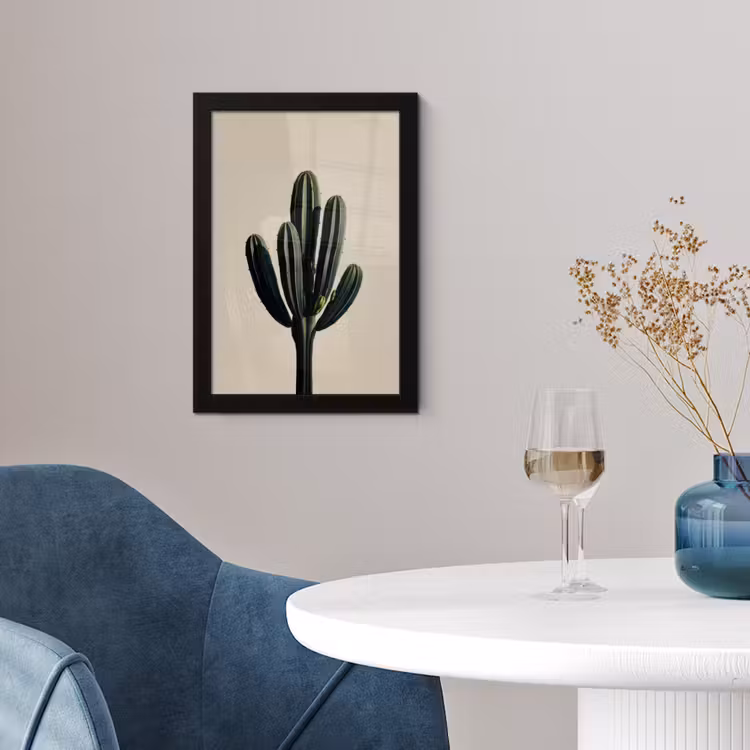Cactus - Subtiel - Groen fotolijst zwart zonder passe partout klein -sfeer4