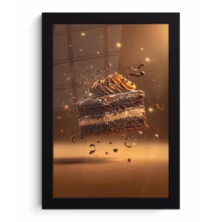 Taart - Chocolade - Eten - Brownie fotolijst zwart zonder passe partout klein -3d