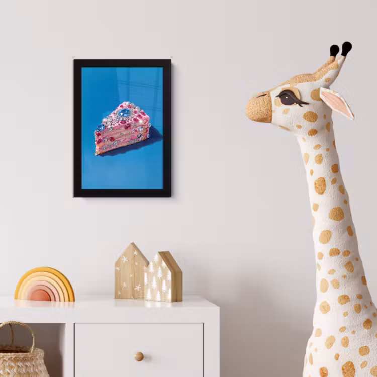 Taart - Edelstenen - Glitters - Roze fotolijst zwart zonder passe partout klein -usfeer4_kinderkamer