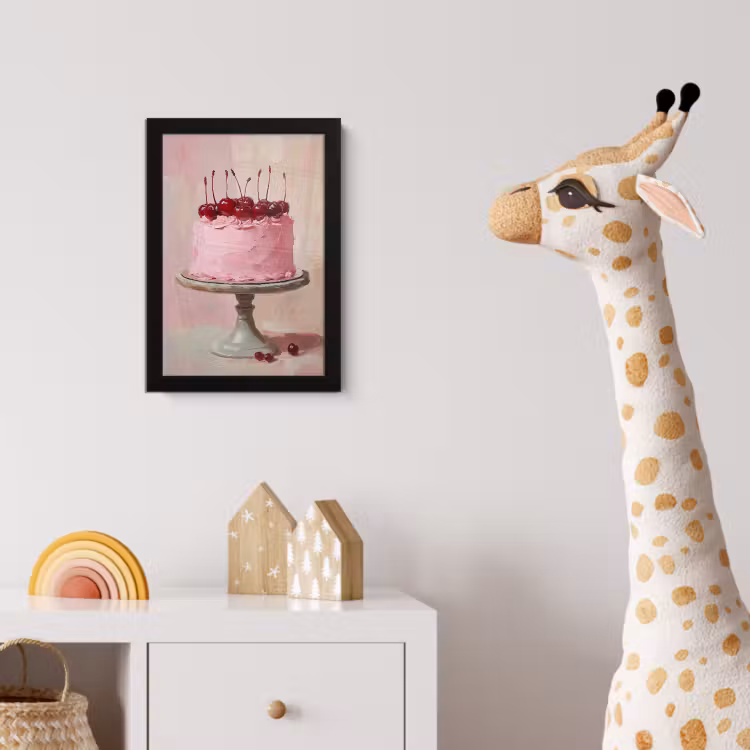 Taart - Pink - Cherry fotolijst zwart zonder passe partout klein -usfeer4_kinderkamer
