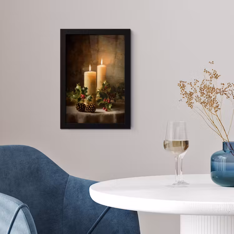 Kaarslicht - Kerst - Veelkleurig fotolijst zwart zonder passe partout klein -sfeer4