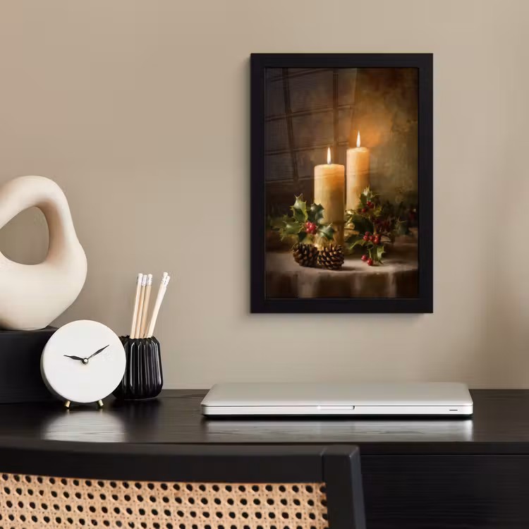 Kaarslicht - Kerst - Veelkleurig fotolijst zwart zonder passe partout klein -sfeer1