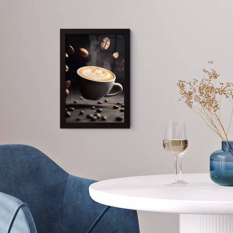 Cappuccino - Kop - Bonen - Bruin fotolijst zwart zonder passe partout klein -sfeer4