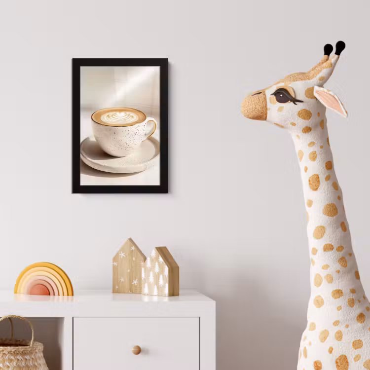 Cappuccino - Schuim - Schotel - Beige fotolijst zwart zonder passe partout klein -usfeer4_kinderkamer