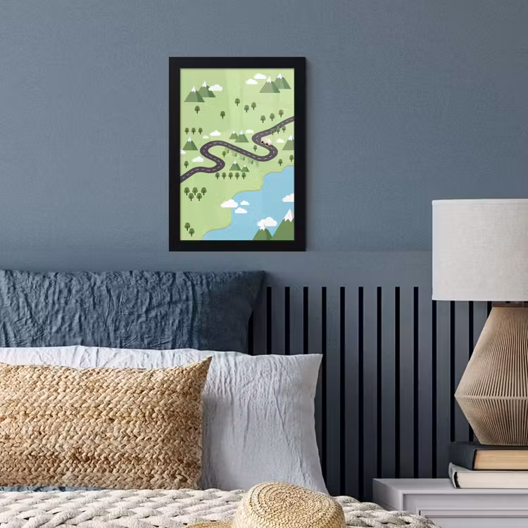 Auto - Bergweg - Natuur - Illustratie fotolijst zwart zonder passe partout klein -sfeer3