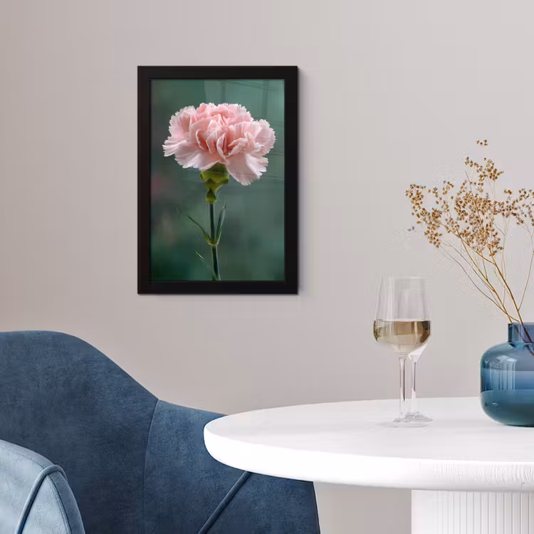 Anjer - Roze - Bloemblaadjes fotolijst zwart zonder passe partout klein -sfeer4