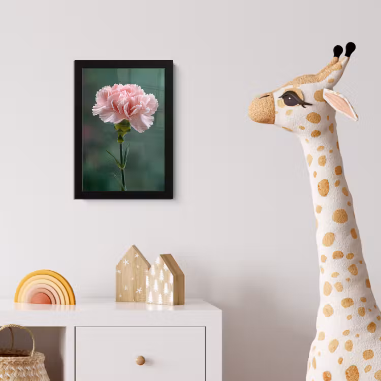 Anjer - Roze - Bloemblaadjes fotolijst zwart zonder passe partout klein -usfeer4_kinderkamer