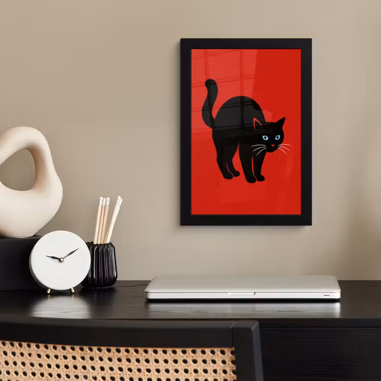 Kat - Zwart - Staart fotolijst zwart zonder passe partout klein -sfeer1