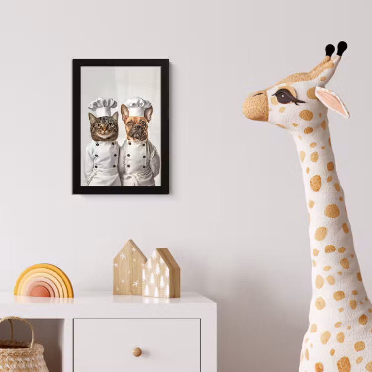 Kat - Hond - Kokskleding fotolijst zwart zonder passe partout klein -usfeer4_kinderkamer