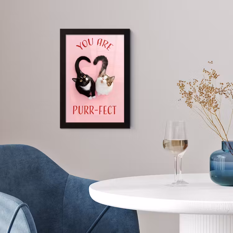 Kat - Hart - Tekst - Valentijn fotolijst zwart zonder passe partout klein -sfeer4