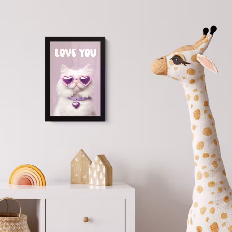 Kat - Love - Paars - Valentijn fotolijst zwart zonder passe partout klein -usfeer4_kinderkamer