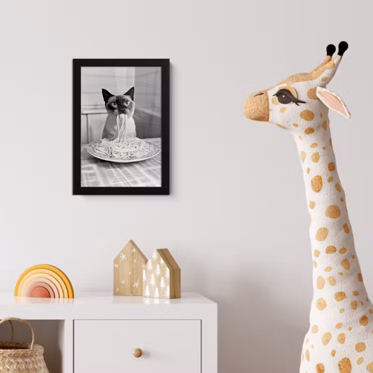 Kat - Siamees - Zwart Wit - Schattig - Dieren fotolijst zwart zonder passe partout klein -usfeer4_kinderkamer
