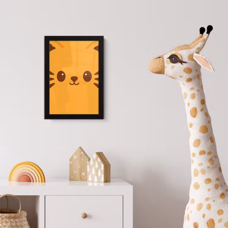 Kat - Simplistisch - Oranje - Vrolijk fotolijst zwart zonder passe partout klein -usfeer4_kinderkamer