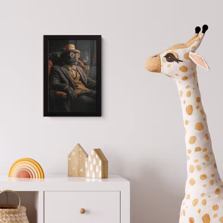 Kat - Pak - Oranje - Sigaar fotolijst zwart zonder passe partout klein -usfeer4_kinderkamer