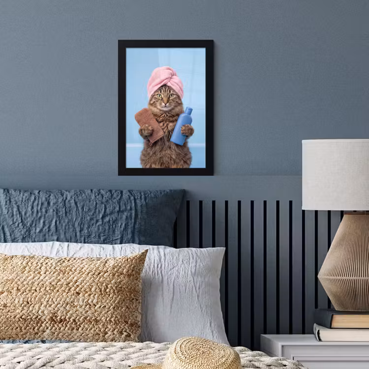 Kat - Handdoek - Washand - Zeep fotolijst zwart zonder passe partout klein -sfeer3