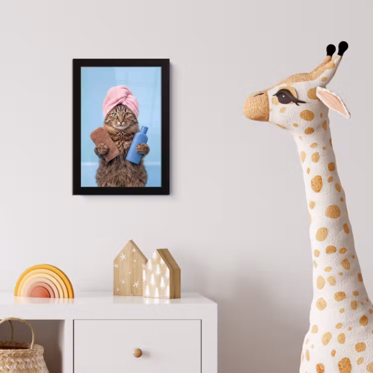 Kat - Handdoek - Washand - Zeep fotolijst zwart zonder passe partout klein -usfeer4_kinderkamer