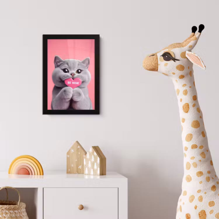 Kat - Valentijn - Roze - Liefde fotolijst zwart zonder passe partout klein -usfeer4_kinderkamer