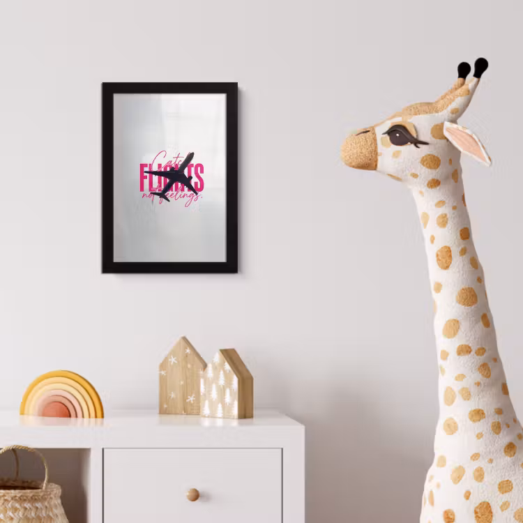 Catch flights not feelings - Vliegtuig - Roze fotolijst zwart zonder passe partout klein -usfeer4_kinderkamer