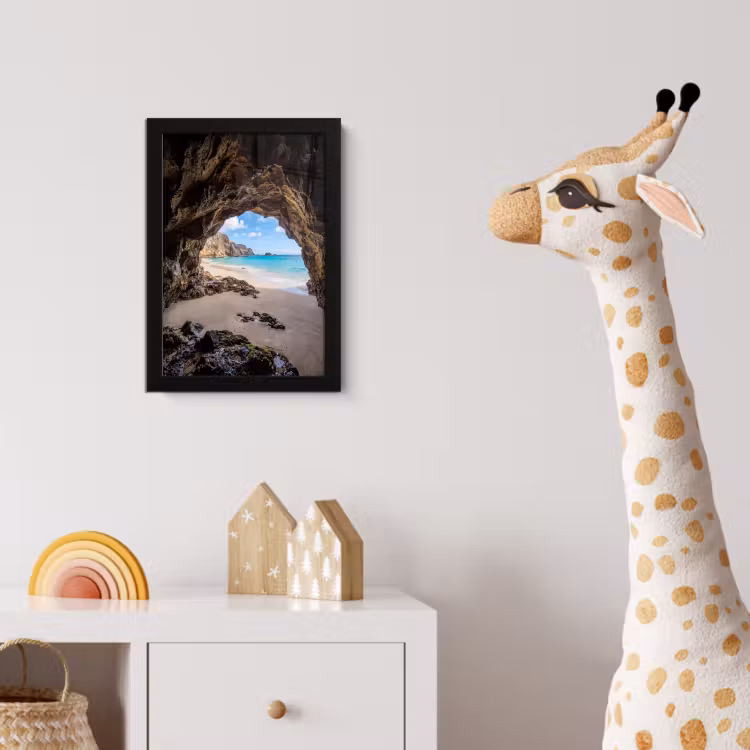 Grot - Strand - Zee - Blauw fotolijst zwart zonder passe partout klein -usfeer4_kinderkamer