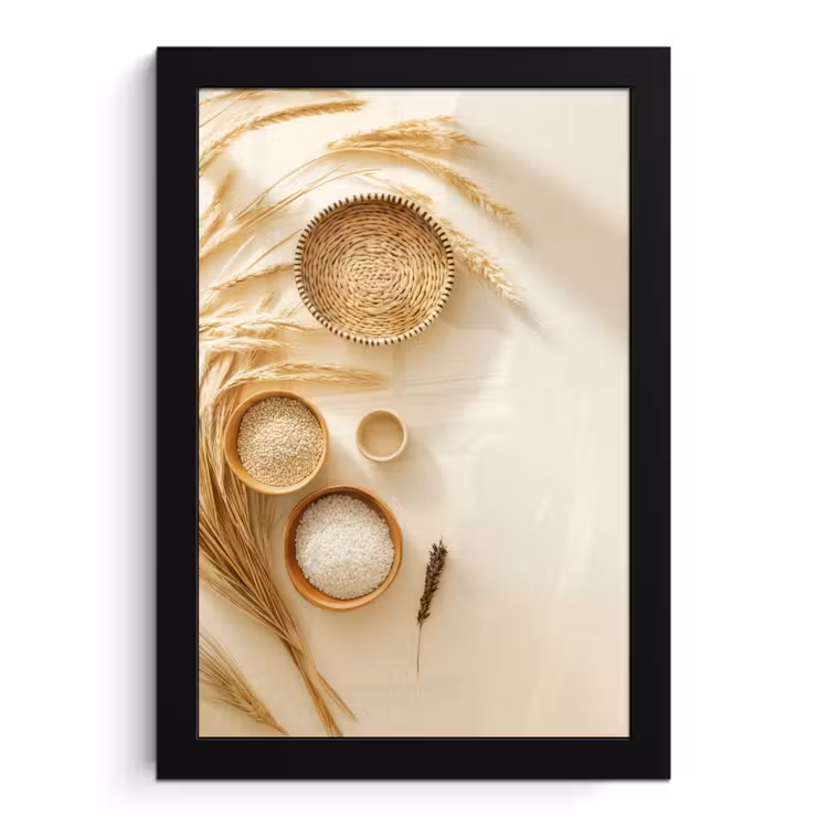 Granen - Hout - Kom - Beige fotolijst zwart zonder passe partout klein -3d
