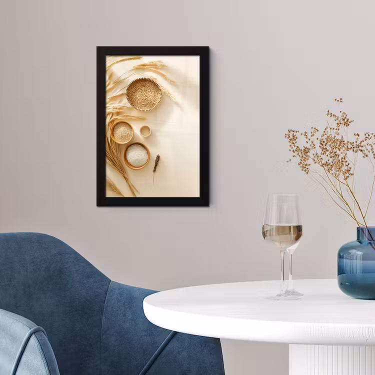 Granen - Hout - Kom - Beige fotolijst zwart zonder passe partout klein -sfeer4